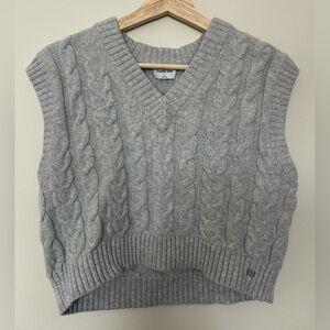 Sunday Best Gray V-Neck Cable Knit Sweater Vest